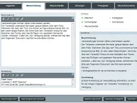 Eingabe der näheren Umschreibung einer Veranstaltung inkl. Adressen, Karten etc.